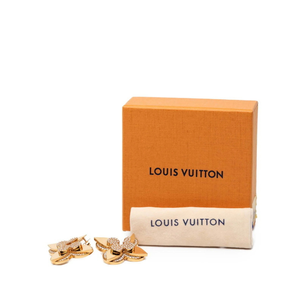 LOUIS VUITTON Gold Monogram Earrings - Picture 6 of 6